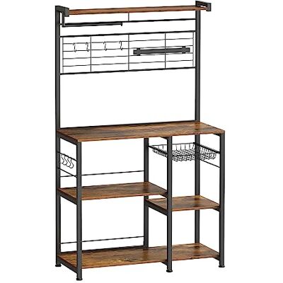 VASAGLE Étagère de Cuisine, Meuble de Rangement, Îlot de Cuisine avec Support Magnétique pour Couteaux, Panier Métallique, Support pour Essuie-Tout, 12 Crochets, Marron Rustique et Noir KKS026B01 - Publicité VASAGLE Étagère de Cuisine, Meuble de Rangement, Îlot de Cuisine avec Support Magnétique pour Couteaux, Panier Métallique, Support pour Essuie-Tout, 12 Crochets, Marron Rustique et Noir KKS026B01 - Publicité