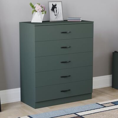 Vida Designs - Riano - Vert - 5 Drawer - Commode - Publicité Vida Designs - Riano - Vert - 5 Drawer - Commode - Publicité