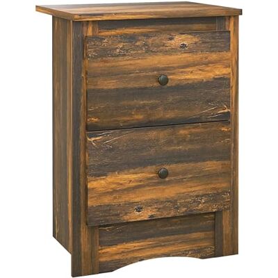 HOMCOM Table de Chevet Rustique avec 2 tiroirs, Table d'appoint en Bois pour Chambre à Coucher, 40x30x56 cm, Marron - Publicité HOMCOM Table de Chevet Rustique avec 2 tiroirs, Table d'appoint en Bois pour Chambre à Coucher, 40x30x56 cm, Marron - Publicité