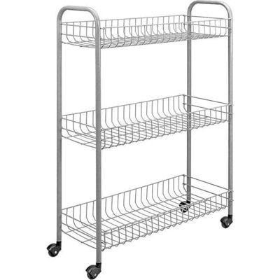 Metaltex Chariot de salle de bain/cuisine Slim 84x56cm Acier Argent - Publicité Metaltex Chariot de salle de bain/cuisine Slim 84x56cm Acier Argent - Publicité