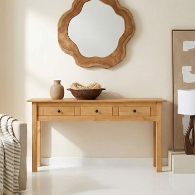 IDIMEX Table Console Cancun Meuble d'appoint en Bois avec 3 tiroirs, en pin Massif Finition teintée/cirée - Publicité IDIMEX Table Console Cancun Meuble d'appoint en Bois avec 3 tiroirs, en pin Massif Finition teintée/cirée - Publicité