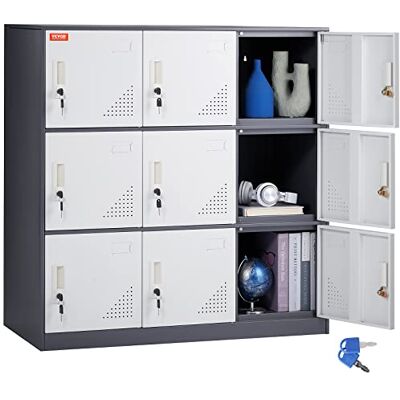 VEVOR Armoire à Casier 9 Portes, Vestiaire Consigne en Métal pour Employés avec Fente pour Cartes, Casier Consigne avec Clés, Capacité de Charge 30 kg, Rangement pour Bureau École Gym Magasin Gris - Publicité VEVOR Armoire à Casier 9 Portes, Vestiaire Consigne en Métal pour Employés avec Fente pour Cartes, Casier Consigne avec Clés, Capacité de Charge 30 kg, Rangement pour Bureau École Gym Magasin Gris - Publicité