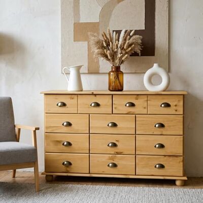 IDIMEX Commode Colmar chiffonnier apothicaire Rangement avec 11 tiroirs en pin Massif Finition teintée/cirée - Publicité IDIMEX Commode Colmar chiffonnier apothicaire Rangement avec 11 tiroirs en pin Massif Finition teintée/cirée - Publicité