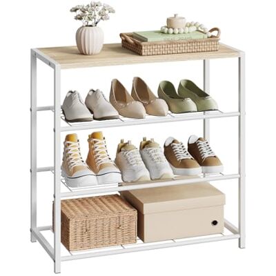 WOLTU Étagère à Chaussures, Étagère pour Chaussures avec 3 Étages en Treillis et Cadre Métallique pour Entrée, Couloir, Salon, 63x30x63cm, Chêne Clair+Blanc - Publicité WOLTU Étagère à Chaussures, Étagère pour Chaussures avec 3 Étages en Treillis et Cadre Métallique pour Entrée, Couloir, Salon, 63x30x63cm, Chêne Clair+Blanc - Publicité