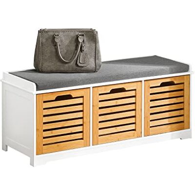 SoBuy Banc de Rangement avec Coussin Rembourré et 3 Cubes Meuble d'Entrée Commode à Chaussure Banquette Meuble de Rangement Confortable 105x35x43 cm, FSR23-WN - Publicité SoBuy Banc de Rangement avec Coussin Rembourré et 3 Cubes Meuble d'Entrée Commode à Chaussure Banquette Meuble de Rangement Confortable 105x35x43 cm, FSR23-WN - Publicité