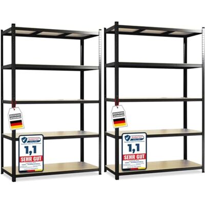 KARAT – Lot de 2 étagères Robustes Lakota pour Charges Lourdes – Étagères enfichables avec 5 tablettes réglables – Rayonnages en métal Idéal pour Cave ou Garage – Noir 150 x 75 x 30 cm - Publicité KARAT – Lot de 2 étagères Robustes Lakota pour Charges Lourdes – Étagères enfichables avec 5 tablettes réglables – Rayonnages en métal Idéal pour Cave ou Garage – Noir 150 x 75 x 30 cm - Publicité