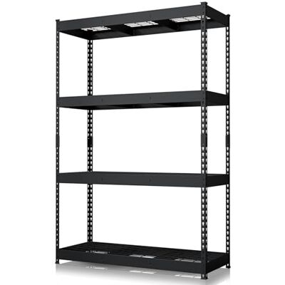 KARAT Étagère de Rangement Lourde Yukon Rivet – Rayonnage en Acier avec tablettes grillagées, capacité de Charge 250 à 350 kg par Niveau (Noir, 180 x 120 x 45 cm 4 Niveaux) - Publicité KARAT Étagère de Rangement Lourde Yukon Rivet – Rayonnage en Acier avec tablettes grillagées, capacité de Charge 250 à 350 kg par Niveau (Noir, 180 x 120 x 45 cm 4 Niveaux) - Publicité
