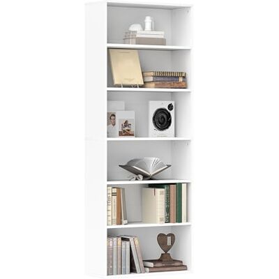 HOMCOM Bibliothèque étagère de Rangement avec 6 Compartiments et étagère réglable, Meuble de Rangement pour Bureau, Salon, Chambre, 60 x 24 x 158,5 cm, Blanc - Publicité HOMCOM Bibliothèque étagère de Rangement avec 6 Compartiments et étagère réglable, Meuble de Rangement pour Bureau, Salon, Chambre, 60 x 24 x 158,5 cm, Blanc - Publicité