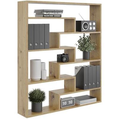 KUBUTKU Étagère à livres grande étagère murale avec 7 compartiments 119x103x18 Étagère suspendue décorative moderne (Artisan) - Publicité KUBUTKU Étagère à livres grande étagère murale avec 7 compartiments 119x103x18 Étagère suspendue décorative moderne (Artisan) - Publicité