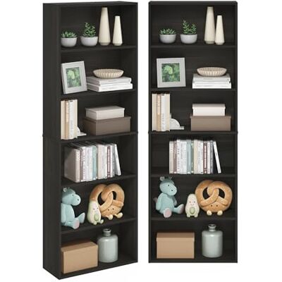 Furinno Jaya – Lot de 2 étagères à Livres à 6 Niveaux, 24,1 x 62,51 x 180,49 cm, pour Bureau, Salon, Expresso - Publicité Furinno Jaya – Lot de 2 étagères à Livres à 6 Niveaux, 24,1 x 62,51 x 180,49 cm, pour Bureau, Salon, Expresso - Publicité