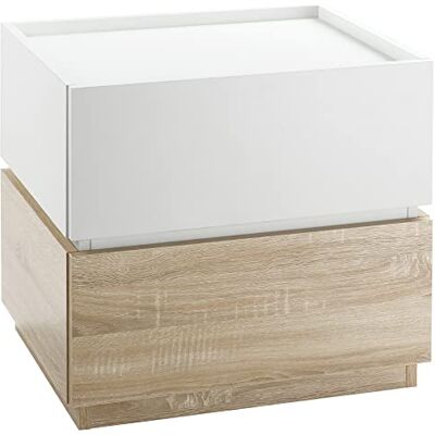 HOMCOM Table de Chevet avec 2 tiroirs Table d'appoint empilable pour Chambre et Salon 50 x 40 x 47,5 cm Bois Naturel et Blanc - Publicité HOMCOM Table de Chevet avec 2 tiroirs Table d'appoint empilable pour Chambre et Salon 50 x 40 x 47,5 cm Bois Naturel et Blanc - Publicité