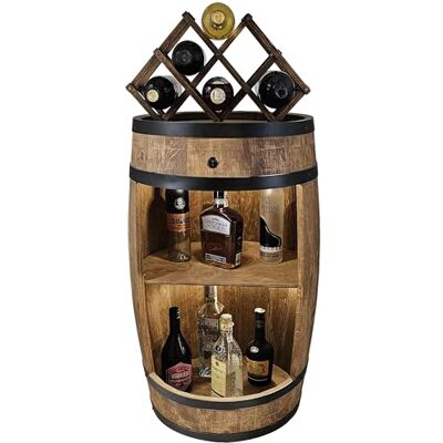 Creative Fassbar LED avec Porte-Vin Casier en Bois Bar de Maison 80 cm Décoration Rustique Armoire à Vin Baril de Bar à Whisky Tonneau de Bière (Wengé) - Publicité Creative Fassbar LED avec Porte-Vin Casier en Bois Bar de Maison 80 cm Décoration Rustique Armoire à Vin Baril de Bar à Whisky Tonneau de Bière (Wengé) - Publicité