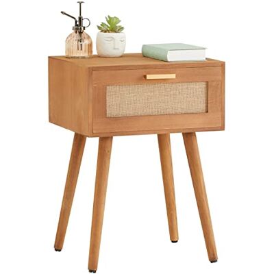 IDIMEX Table de Chevet Kiran 1 tiroir, Table de Nuit Design Vintage en Bois Brun et Lin - Publicité IDIMEX Table de Chevet Kiran 1 tiroir, Table de Nuit Design Vintage en Bois Brun et Lin - Publicité