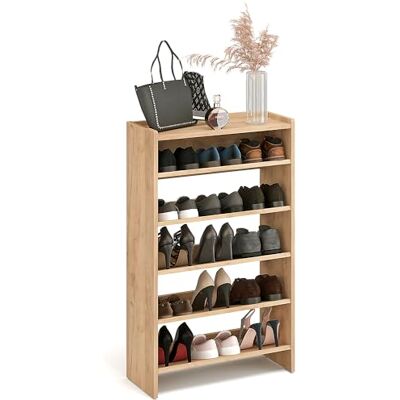 Komto Étagère Chaussures Chêne Miel – Meuble Range Chaussure 5 Niveaux avec Etagere Supérieure, Porte-Chaussures pour Entrée, Dressing ou Penderie Elexis 60 x 98 x 25 cm (L x H x P) - Publicité Komto Étagère Chaussures Chêne Miel – Meuble Range Chaussure 5 Niveaux avec Etagere Supérieure, Porte-Chaussures pour Entrée, Dressing ou Penderie Elexis 60 x 98 x 25 cm (L x H x P) - Publicité