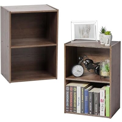 Iris Ohyama - 2-Tier Wood Shelf - Brown - 2-Piece - Shelf - Publicité Iris Ohyama - 2-Tier Wood Shelf - Brown - 2-Piece - Shelf - Publicité