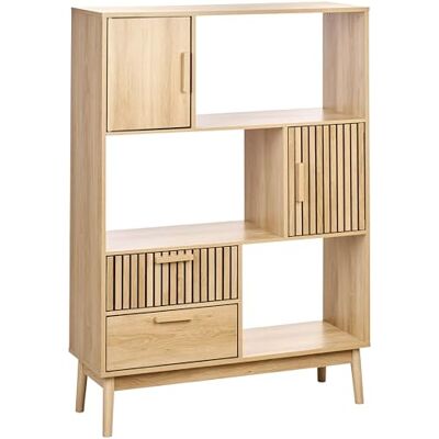 Beliani Bibliothèque Style Scandinave Etagère avec Tiroirs Rangement Pieds en Pin Bois Clair Lynwood - Publicité Beliani Bibliothèque Style Scandinave Etagère avec Tiroirs Rangement Pieds en Pin Bois Clair Lynwood - Publicité