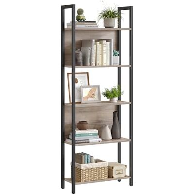 VASAGLE Bibliothèque sur 5 Niveaux, Étagère de Rangement pour Cuisine, pour Bureau, Salon, Chambre, 24 x 62 x 165 cm, Style Industriel, Grège Chiné et Noir d'encre LLS025B02V1 - Publicité VASAGLE Bibliothèque sur 5 Niveaux, Étagère de Rangement pour Cuisine, pour Bureau, Salon, Chambre, 24 x 62 x 165 cm, Style Industriel, Grège Chiné et Noir d'encre LLS025B02V1 - Publicité