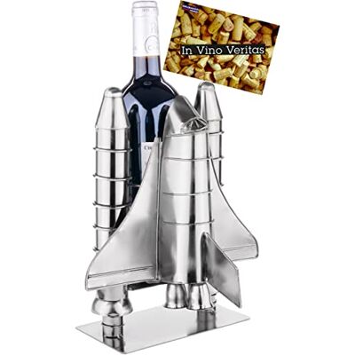 BRUBAKER Porte-Bouteille de Vin Lancement de Fusée Figurine en Métal Sculpture Porte-Bouteille Fusée Navette Spatiale Argent Cadeau de vin pour Les Fans de l'espace avec Carte de Vœux - Publicité BRUBAKER Porte-Bouteille de Vin Lancement de Fusée Figurine en Métal Sculpture Porte-Bouteille Fusée Navette Spatiale Argent Cadeau de vin pour Les Fans de l'espace avec Carte de Vœux - Publicité