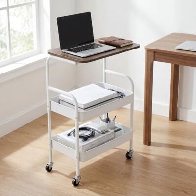 LANTUS Chariot de Rangement, avec Paniers, Étagère de Cuisine avec roulettes, avec Poignée, Desserte de Style Industriel,43 x 30 x 77 cm, 3 Couches (Blanc) - Publicité LANTUS Chariot de Rangement, avec Paniers, Étagère de Cuisine avec roulettes, avec Poignée, Desserte de Style Industriel,43 x 30 x 77 cm, 3 Couches (Blanc) - Publicité