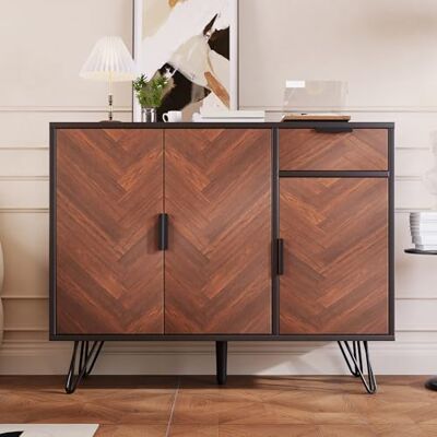 BTM Buffet de Salon, Meuble de Rangement avec 3 Portes et 1 Tiroirs, Étagères Réglables, Buffet en Bois pour Salon, Couloir et Cuisine, 90x30x71.5, Noir et Brun Rougeâtre - Publicité BTM Buffet de Salon, Meuble de Rangement avec 3 Portes et 1 Tiroirs, Étagères Réglables, Buffet en Bois pour Salon, Couloir et Cuisine, 90x30x71.5, Noir et Brun Rougeâtre - Publicité