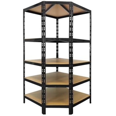 KARAT Étagère d'angle en métal Étagère de Rangement pour Charges Lourdes Étagère à emboîtement Charge Max. 875 kg Étagère d'atelier Robust, Montage Facile, 5 tablettes (Noir 180 x 90 x 42 x 60 cm) - Publicité KARAT Étagère d'angle en métal Étagère de Rangement pour Charges Lourdes Étagère à emboîtement Charge Max. 875 kg Étagère d'atelier Robust, Montage Facile, 5 tablettes (Noir 180 x 90 x 42 x 60 cm) - Publicité