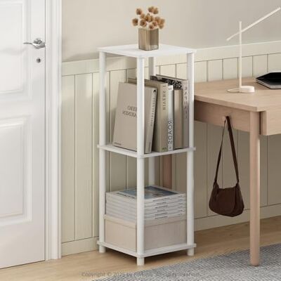 Furinno Turn-N-Tube Ensemble De 2 Étagères Empilables, Faciles À Monter, 34 X 34 X 51 Cm, pour Salon, Chambre Ou Bureau, Blanc. Publicité Furinno Turn-N-Tube Ensemble De 2 Étagères Empilables, Faciles À Monter, 34 X 34 X 51 Cm, pour Salon, Chambre Ou Bureau, Blanc. Publicité