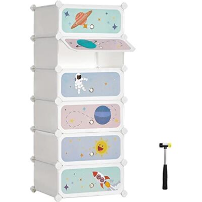 SONGMICS Étagère à Chaussures Modulable Enfants, Meuble de Rangement 6 Emplacements, Armoire avec Étagères en Plastique, Organisateur avec Portes, 43 x 31 x 105 cm, Blanc Nuage LPC904W01 - Publicité SONGMICS Étagère à Chaussures Modulable Enfants, Meuble de Rangement 6 Emplacements, Armoire avec Étagères en Plastique, Organisateur avec Portes, 43 x 31 x 105 cm, Blanc Nuage LPC904W01 - Publicité