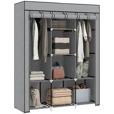 HOMCOM Armoire Penderie en Tissu, Meuble de Rangement avec Tringle à Vêtements et Étagères Ouvertes, Penderie Vêtement Dressing pour Chambre à Coucher, 125x43x162,5cm, Gris Clair - Publicité HOMCOM Armoire Penderie en Tissu, Meuble de Rangement avec Tringle à Vêtements et Étagères Ouvertes, Penderie Vêtement Dressing pour Chambre à Coucher, 125x43x162,5cm, Gris Clair - Publicité