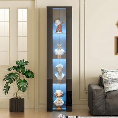 Merax Vitrine 40 x 29 x 170 cm, vitrine multifonction en verre avec lumière LED changeante de couleur, télécommande/contrôle d'application, panneau acrylique, 4 surfaces d'exposition, design moderne - Publicité Merax Vitrine 40 x 29 x 170 cm, vitrine multifonction en verre avec lumière LED changeante de couleur, télécommande/contrôle d'application, panneau acrylique, 4 surfaces d'exposition, design moderne - Publicité