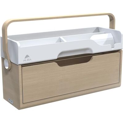 ALBA Station travail ERGOBOX 2 modules + 6 rangements 2 ports USB. Dim(lxhxp) : 41x25,7x15 cm Bois/Blanc - Publicité ALBA Station travail ERGOBOX 2 modules + 6 rangements 2 ports USB. Dim(lxhxp) : 41x25,7x15 cm Bois/Blanc - Publicité