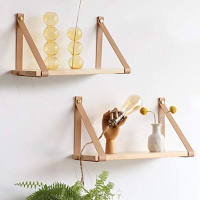 FRIADE Lot de 2 étagères murales flottantes en cuir PU pour cuisine, salon, chambre à coucher, étude. Publicité FRIADE Lot de 2 étagères murales flottantes en cuir PU pour cuisine, salon, chambre à coucher, étude. Publicité