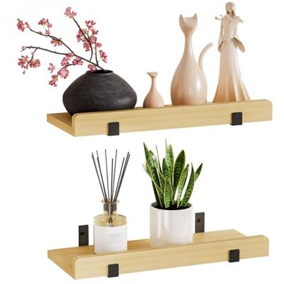 Yorbay Lot de 2 étagères murales en bois : 40 cm, pour cadres photo et décorations, pots à épices Étagère flottante pour salon, chambre à coucher, salle de bain, bureau Beige - Publicité Yorbay Lot de 2 étagères murales en bois : 40 cm, pour cadres photo et décorations, pots à épices Étagère flottante pour salon, chambre à coucher, salle de bain, bureau Beige - Publicité
