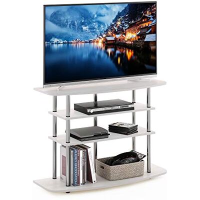 Furinno Turn-N-Tube Frans Meuble TV pour Téléviseur Jusqu'à 46 Pouces, Bois d'ingénierie, Chêne Blanc, 4 Niveaux - Publicité Furinno Turn-N-Tube Frans Meuble TV pour Téléviseur Jusqu'à 46 Pouces, Bois d'ingénierie, Chêne Blanc, 4 Niveaux - Publicité