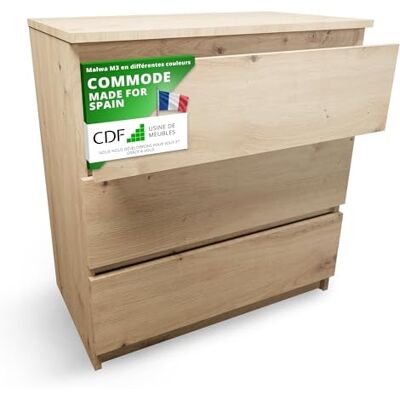 CDF Commode 3 Tiroirs Commode Chambre Chêne Artisan Design Minimaliste Meuble de Rangement Spacieux pour Chambre Salon Bureau Spacieuse et Design Style Moderne Facile à Installer 40x70x75 cm - Publicité CDF Commode 3 Tiroirs Commode Chambre Chêne Artisan Design Minimaliste Meuble de Rangement Spacieux pour Chambre Salon Bureau Spacieuse et Design Style Moderne Facile à Installer 40x70x75 cm - Publicité