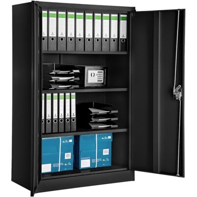 tectake ® Armoire de Bureau métallique 140x90x40 cm avec Serrure Rangement Bureau avec 4 Compartiments pour Classeur Rangement Documents Industriel Meuble 2 Portes, 3 Étagères Réglables en Hauteur - Publicité tectake ® Armoire de Bureau métallique 140x90x40 cm avec Serrure Rangement Bureau avec 4 Compartiments pour Classeur Rangement Documents Industriel Meuble 2 Portes, 3 Étagères Réglables en Hauteur - Publicité