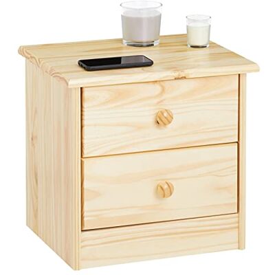 IDIMEX Table de Chevet Rondo avec 2 tiroirs, Table de Nuit en pin Massif, Chevet en Bois Vernis Naturel - Publicité IDIMEX Table de Chevet Rondo avec 2 tiroirs, Table de Nuit en pin Massif, Chevet en Bois Vernis Naturel - Publicité