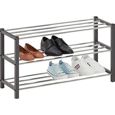 IDIMEX Étagère à Chaussures Dublin Rangement Porte-Chaussures avec 3 Niveaux pour 12 Paires en métal chromé et laqué Gris - Publicité IDIMEX Étagère à Chaussures Dublin Rangement Porte-Chaussures avec 3 Niveaux pour 12 Paires en métal chromé et laqué Gris - Publicité
