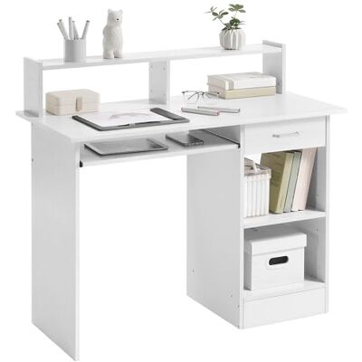 Yaheetech Bureau Blanc pour Ordinateur PC Bureau Informatique avec Porte Clavier Coulissant Tiroir et 2 étagères de Rangement Table de Bureaux pour Chambre Studio 106 x 50 x 94 cm - Publicité Yaheetech Bureau Blanc pour Ordinateur PC Bureau Informatique avec Porte Clavier Coulissant Tiroir et 2 étagères de Rangement Table de Bureaux pour Chambre Studio 106 x 50 x 94 cm - Publicité