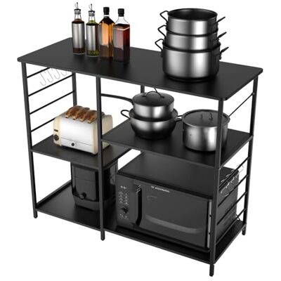 LANTUS Étagère de Cuisine, Meuble de Cuisine, Bar à Café Support pour Micro-Ondes avec Étagères Réglables, Crochets,39 x 90 x 83 cm (D) (Noir) - Publicité LANTUS Étagère de Cuisine, Meuble de Cuisine, Bar à Café Support pour Micro-Ondes avec Étagères Réglables, Crochets,39 x 90 x 83 cm (D) (Noir) - Publicité