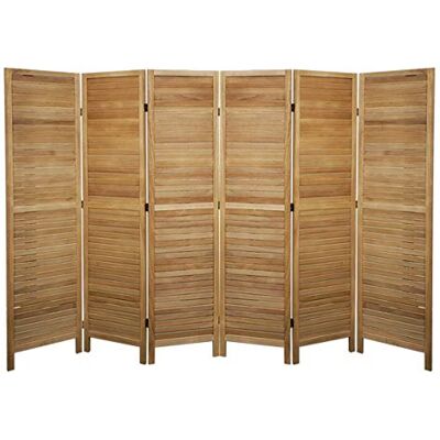 PEGANE Paravent persienne de 6 pans en Bois, Coloris Brun Clair Dim : H170 x L240cm - Publicité PEGANE Paravent persienne de 6 pans en Bois, Coloris Brun Clair Dim : H170 x L240cm - Publicité