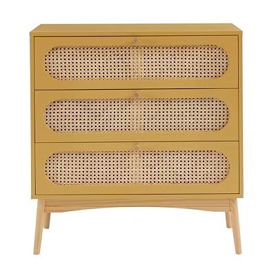 Generic - Commode 3 tiroirs 80x40x85 cm ocre rotin naturel - Chest of drawers - Publicité Generic - Commode 3 tiroirs 80x40x85 cm ocre rotin naturel - Chest of drawers - Publicité