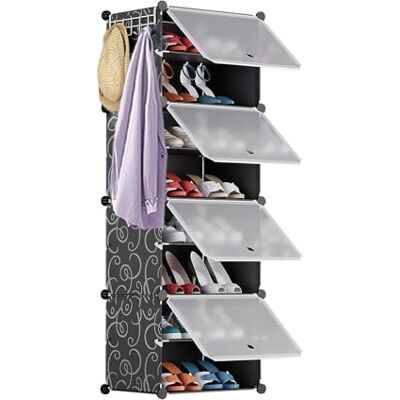 LANTUS Étagère à Chaussures avec 8 Compartiments, Boîte à Chaussures, Armoire à Chaussures, Étagère Modulable en Plastique, Compartiment de 44 x 32 x 126 cm (Noir) - Publicité LANTUS Étagère à Chaussures avec 8 Compartiments, Boîte à Chaussures, Armoire à Chaussures, Étagère Modulable en Plastique, Compartiment de 44 x 32 x 126 cm (Noir) - Publicité