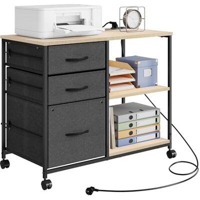 WOLTU Caisson de Bureau, Armoire de Bureau à roulettes, avec Station de Charge, pour Dossiers Suspendus et Meuble Imprimante, avec 3 Tiroirs, 2 Étagères, 2 Prises, 2 Ports USB, Chêne Clair, ASK07hei - Publicité WOLTU Caisson de Bureau, Armoire de Bureau à roulettes, avec Station de Charge, pour Dossiers Suspendus et Meuble Imprimante, avec 3 Tiroirs, 2 Étagères, 2 Prises, 2 Ports USB, Chêne Clair, ASK07hei - Publicité
