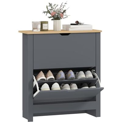 HOMCOM Armoire à chaussures étroite avec 2 rabats, avec séparateur réglable, pour 12 paires de chaussures, 72 x 26 x 80 cm, gris foncé - Publicité HOMCOM Armoire à chaussures étroite avec 2 rabats, avec séparateur réglable, pour 12 paires de chaussures, 72 x 26 x 80 cm, gris foncé - Publicité