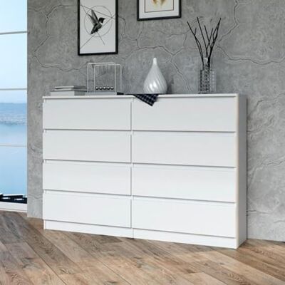 Home Collective Commode, Chambre Couloir, Armoire, Sideboard, highboard avec 8 tiroirs, Largeur 140 cm Hauteur 97 Blanc - Publicité Home Collective Commode, Chambre Couloir, Armoire, Sideboard, highboard avec 8 tiroirs, Largeur 140 cm Hauteur 97 Blanc - Publicité