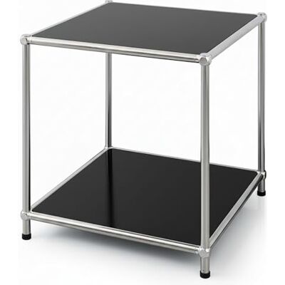 KARAT Étagère métallique Noir – Étagère compacte avec 2 tablettes Ouvertes (L40 × P40 × H46 cm) – Structure en Acier chromé thermolaqué – Utilisation Polyvalente – Concept Epure MK-012 - Publicité KARAT Étagère métallique Noir – Étagère compacte avec 2 tablettes Ouvertes (L40 × P40 × H46 cm) – Structure en Acier chromé thermolaqué – Utilisation Polyvalente – Concept Epure MK-012 - Publicité