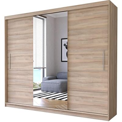 Fabryka Mebli Idźczak armoire avec miroir, portes coulissantes, pour chambre à coucher, 61 x 233 x 218 cm, dressing, vestiaire Sonoma - Publicité Fabryka Mebli Idźczak armoire avec miroir, portes coulissantes, pour chambre à coucher, 61 x 233 x 218 cm, dressing, vestiaire Sonoma - Publicité