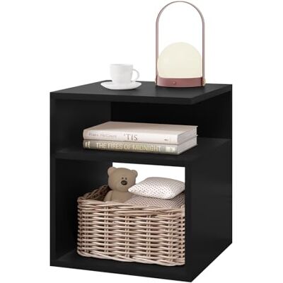 EUGAD Table de Chevet avec 2 Compartiments Ouverts, Table de Nuit, Design Simple, 35x35x41,5 cm, en Bois d'Ingénierie, Noir, 0006CTG - Publicité EUGAD Table de Chevet avec 2 Compartiments Ouverts, Table de Nuit, Design Simple, 35x35x41,5 cm, en Bois d'Ingénierie, Noir, 0006CTG - Publicité