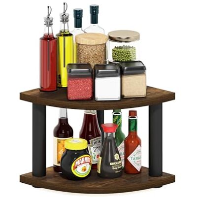 Furinno Turn-N-Tube Organisateur de comptoir, étagère d’Angle 2 Niveaux pour Cuisine et Garde-Manger, pin ambré - Publicité Furinno Turn-N-Tube Organisateur de comptoir, étagère d’Angle 2 Niveaux pour Cuisine et Garde-Manger, pin ambré - Publicité