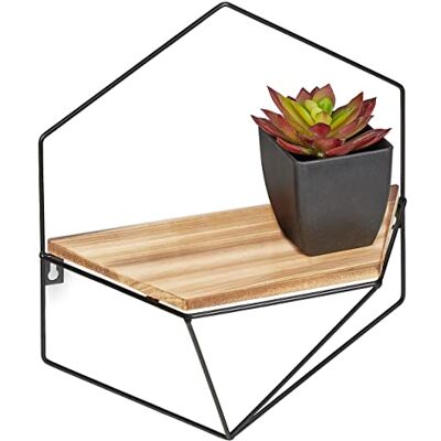 Relaxdays Étagère Murale de Forme hexagonale, 35 x 31 x 13,5 cm, Fer et Bois MDF, Salon, Chambres; Cuisine, Noir, Brun - Publicité Relaxdays Étagère Murale de Forme hexagonale, 35 x 31 x 13,5 cm, Fer et Bois MDF, Salon, Chambres; Cuisine, Noir, Brun - Publicité